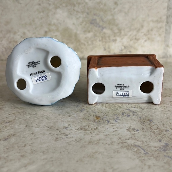 Vintage Schmid Kitty Cucumber Figurine Miss Fish Back to School 1990 - Picture 4 of 6